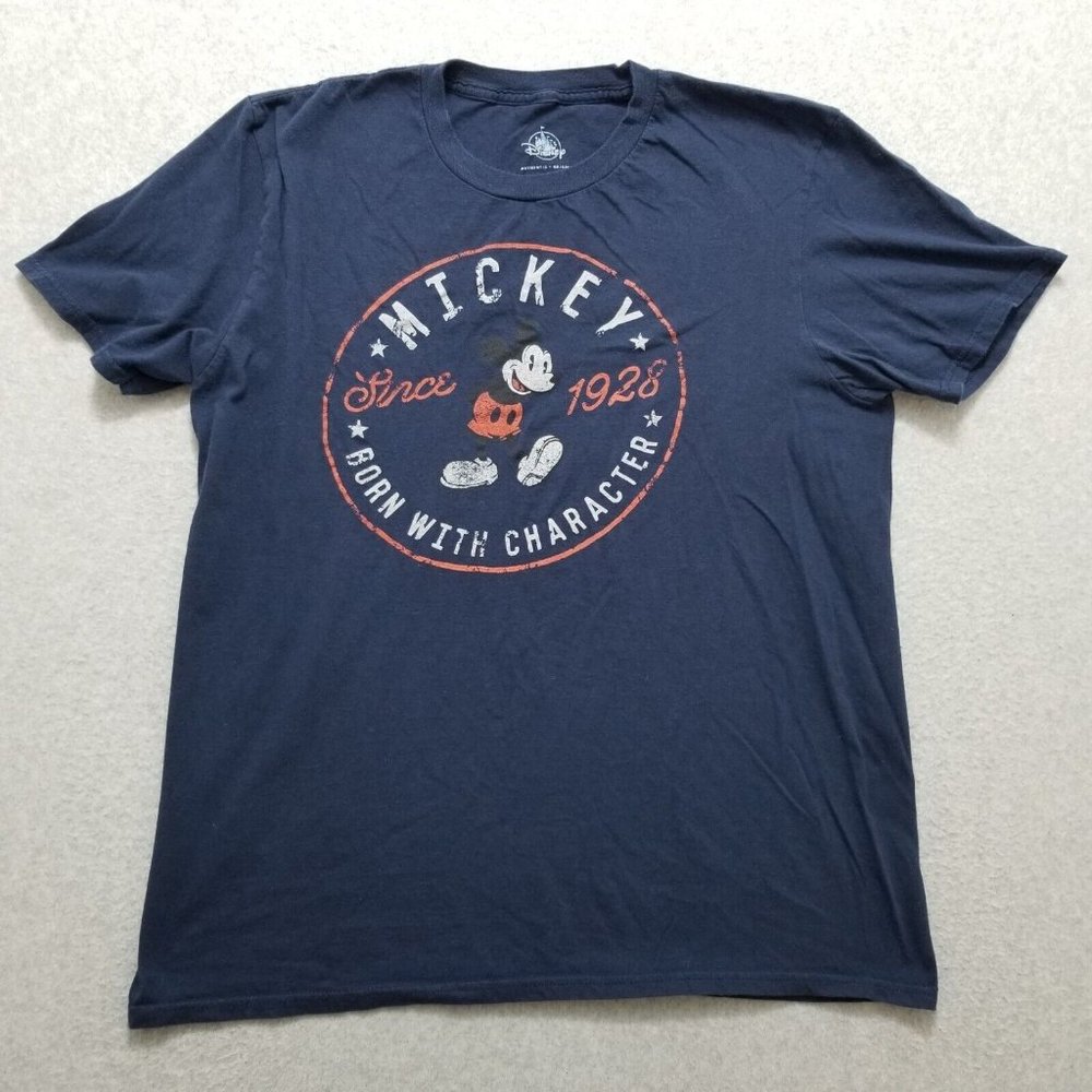 Disney Mickey Mouse Shirt Mens Large Blue Short Sleeve